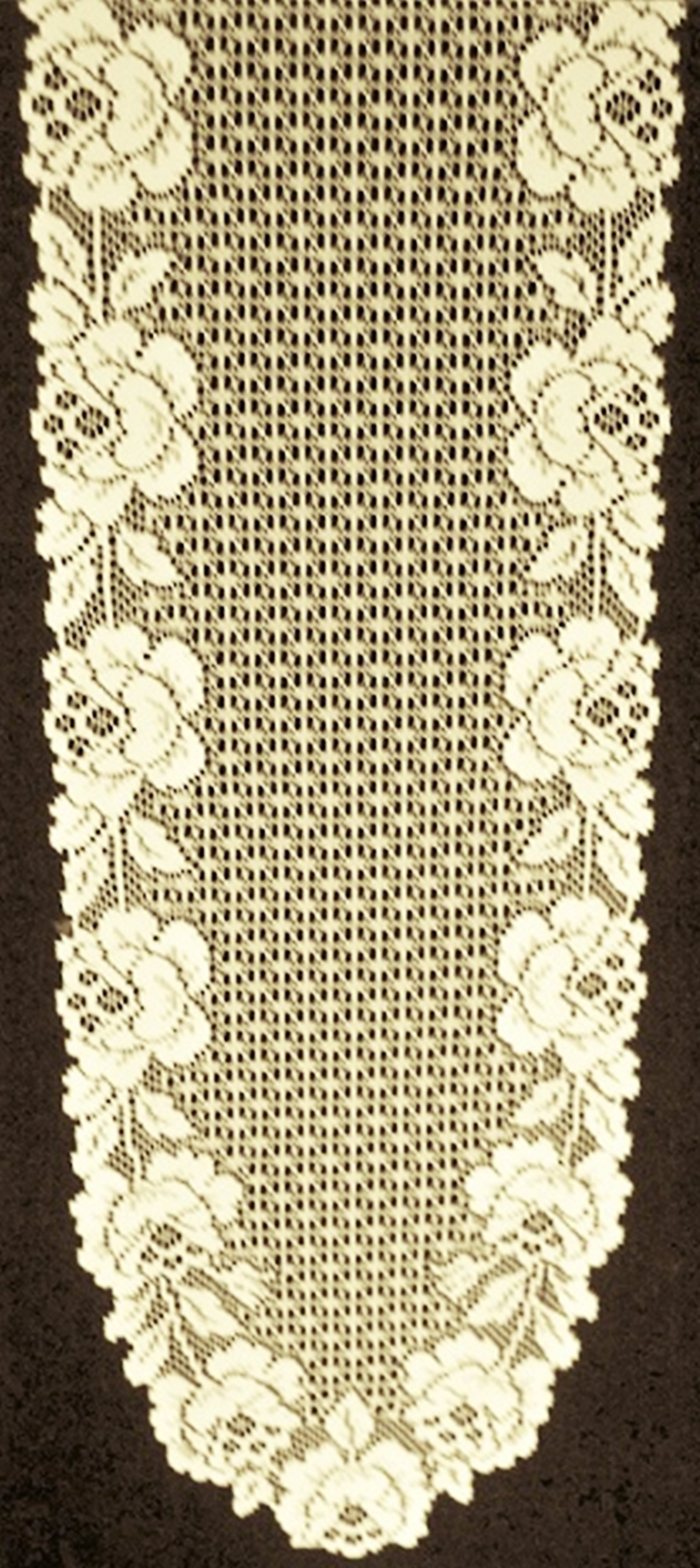 Cottage Rose 14x62 Ecru Lace Runner Heritage Lace NWT