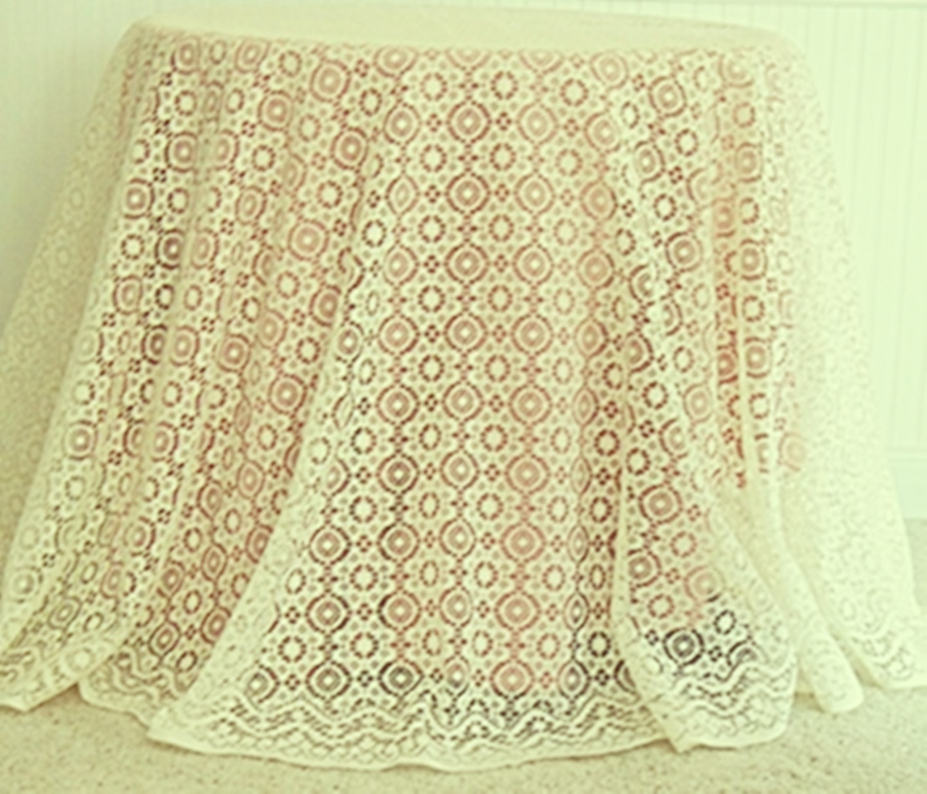 Tablecloth Nova 90 Inch Round Ivory Oxford House Elegance Of