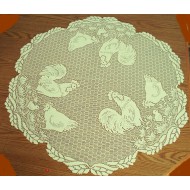 Table Topper Rooster Ecru 30 Inch Round Heritage Lace