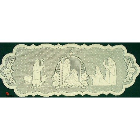 Silent Night 14x41 Ivory Table Runner Heritage Lace