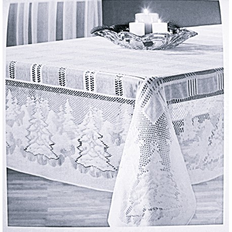 Tablecloths Winter's Eve 60x84 Rectangle White Oxford House