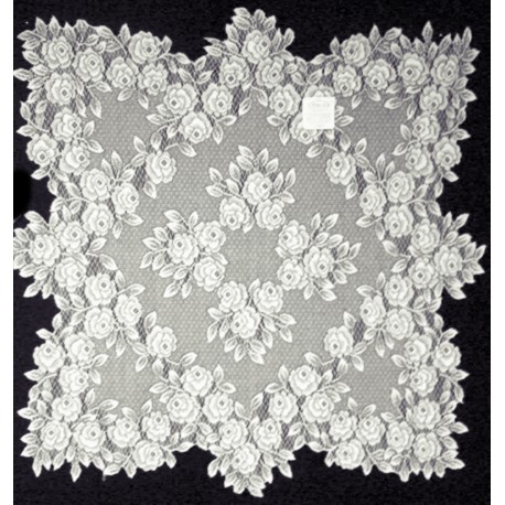 Heritage Lace Tea Rose Table Topper 30 x 30 White