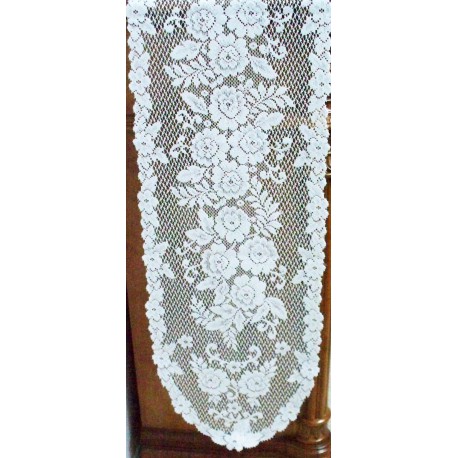 Table Runner Victorian Rose 13x72 White Heritage Lace