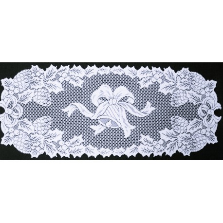 Holly Bells 14x36 White Table Runner Oxford House