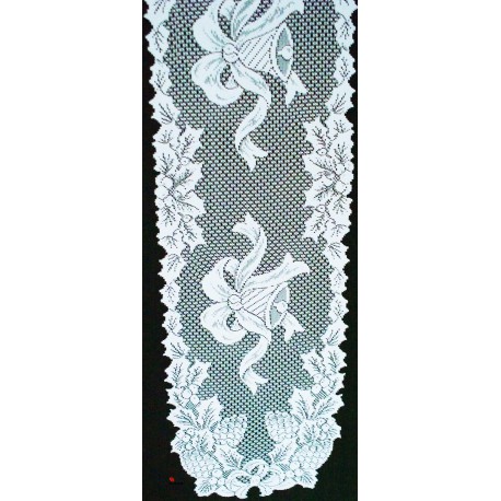 Holly Bells 14x54 White Table Runner Oxford House