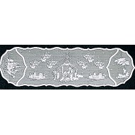 Table Runner Nativity 14x52 White Heritage Lace