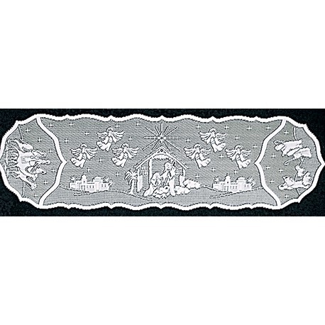  Nativity 14x52 White Table Runner Heritage Lace