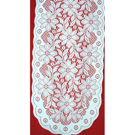  Poinsettia 13x40 White/Red Table Runner Oxford House