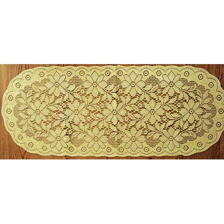 Poinsettia 14x36 Antique Gold Lame Table Runner Oxford House