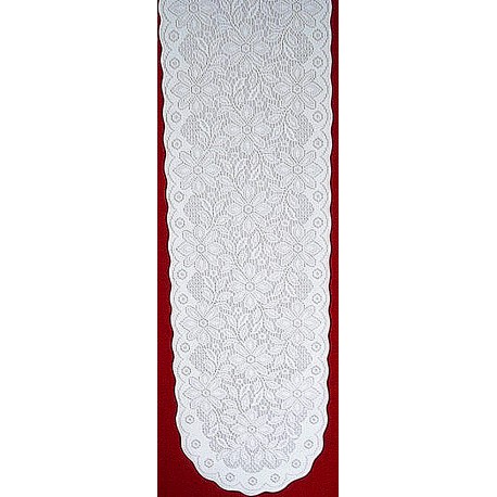 Poinsettia 13x76 White/White Table Runner Oxford House