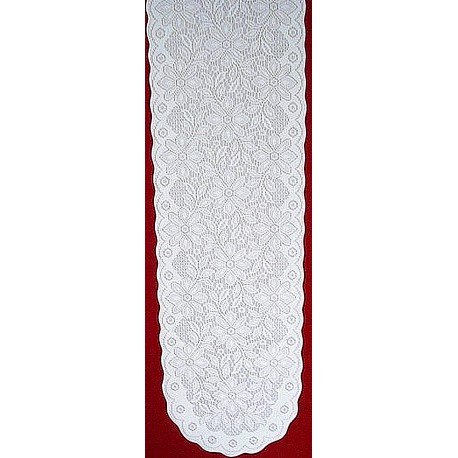 Poinsettia 13x76 White/White Table Runner Oxford House