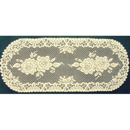 Rose 15x36 Ivory Table Runner Heritage Lace