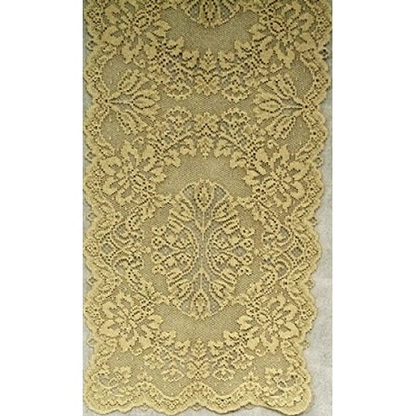 Savoy 14x36 Antique Gold Lame Table Runner Heritage Lace