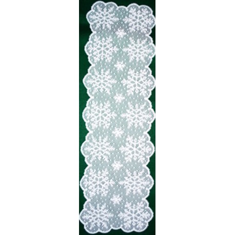 Snow 14x48 White Table Runner Heritage Lace