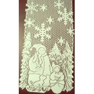 Table Runner Snowman Family 11x44 Ivory Heritage Lace