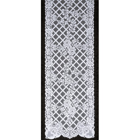 Trellis Rose 15x54 White Table Runner Oxford House