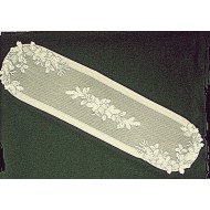 Table Runner Winter Greens 14x58 Ecru Heritage Lace