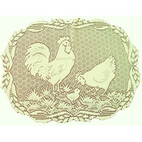 Rooster 14x19 Ecru Placemat Set Of (4) Heritage Lace