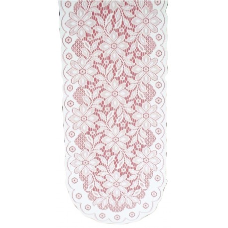 Table Runner Poinsettia 13x36 White/Mauve Oxford House