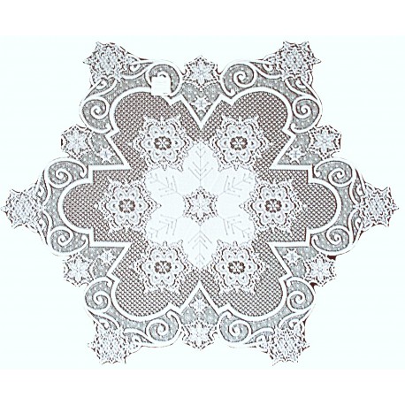 Table Topper Snowflake 47 Inch Round White Heritage Lace