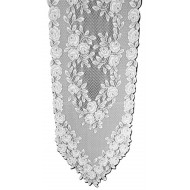 Tea Rose 14x48 White Table Runner Heritage Lace