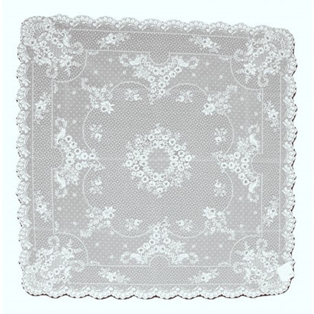 Floret White 36x36 Table Topper Heritage Lace