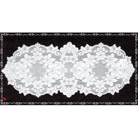 Table Runner Cleremont 14x36 White Heritage Lace