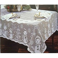 Tablecloths Snowman Family 52x70 Rectangle White Heritage Lace
