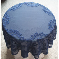 Table Topper Elizabeth 42 Inch Round Indigo Blue Heritage Lace