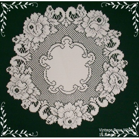 Doily Vintage Rose Lace Doily White 15 Round Heritage Lace
