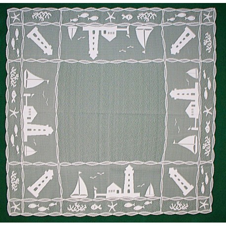 Harbor Lights 42x42 White Table Topper Heritage Lace