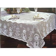 Tablecloth Snowman Family 60x82 White Rectangle Heritage Lace