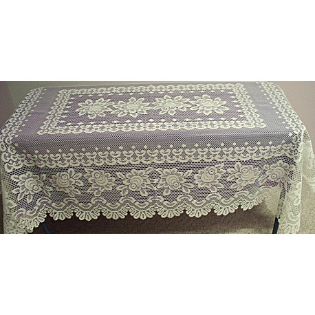 Tablecloths Rose Rectangle 54x70 Off White Heritage Lace
