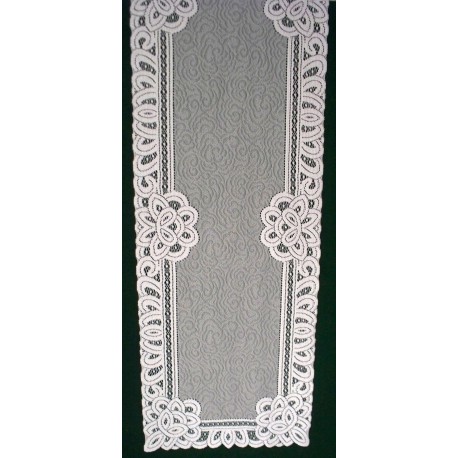 Battenburg Paisley 14x70 White Table Runner Oxford House