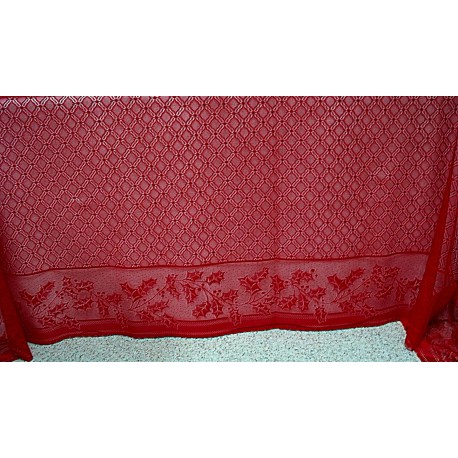 Holly Vine Rectangle 70x90 Red Heritage Lace