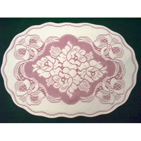 Placemats Roses n Bows Off White Mauve 14X20 Set Of (4) Heritage Lace