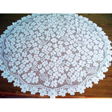 ogwood 42 Inch Round White Table Topper Heritage Lace